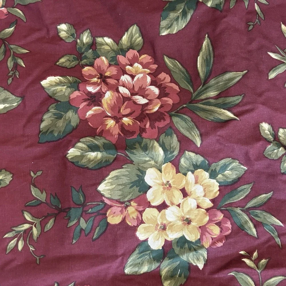 Waverly Garden Room 2 pc Set of Standard Pillow Cases Maroon Floral Ruffled (9)‎